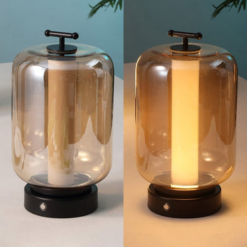 Milou 10.75" Vintage Glam Lantern Rechargeable/Cordless Dimmable Integrated LED Table Lamp with Touch Sensor